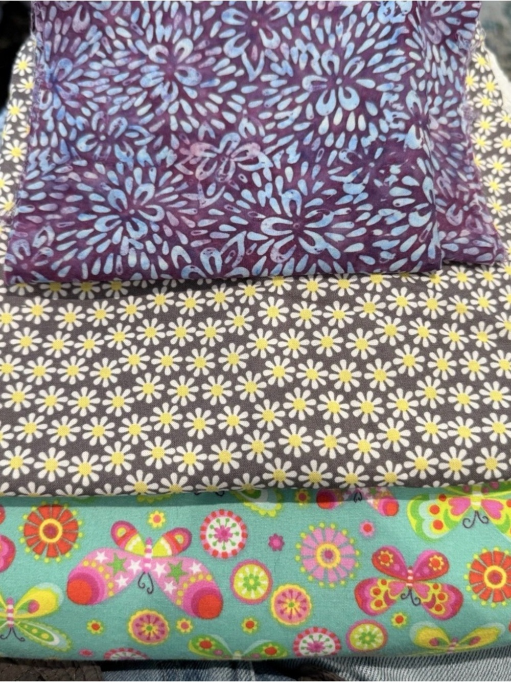 Colorful Cotton Bundle | Floral, Batik & Butterfly Prints (6 PCS) Quilting Craft